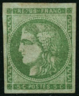 N°42B 5c Vert-jaune R2 - TB - 1870 Ausgabe Bordeaux