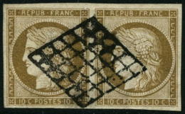 N°1b 10c Bistre-verdâtre, Paire - TB - 1849-1850 Cérès