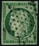 N°2 15c Vert, Petites Marges - B - 1849-1850 Ceres