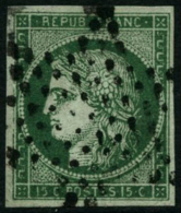 N°2b 15c Vert Foncé, Signé JF Brun - TB - 1849-1850 Cérès