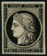 N°3a 20c Noir S/blanc - TB - 1849-1850 Cérès
