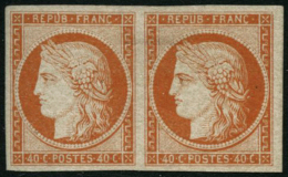 N°5 40c Orange, Paire Fraicheur Exceptionelle, RARE - TB - 1849-1850 Cérès