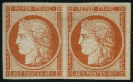 N°5 40c Orange, Paire Fraicheur Exceptionelle, RARE - TB - 1849-1850 Ceres