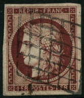 N°6 1F Carmin Foncé, Signé Brun - TB - 1849-1850 Cérès