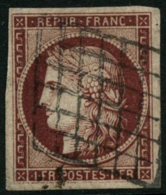 N°6 1F Carmin Foncé, Signé Brun - TB - 1849-1850 Ceres