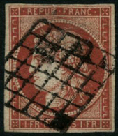 N°7a 1F Vermillon Vif, Petite Fente Dans La Marge Au Niveau Du B De Répub, Belle Présentation - B - 1849-1850 Cérès