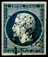 N°14Ad 20c Bleu Foncé, Type I - TB - 1853-1860 Napoleon III