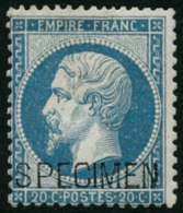 N°22d 20c Bleu, Surchargé Spécimen - TB - 1862 Napoleon III