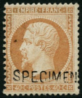 N°23d 40c Orange, Surchargé Specimen Petite Paille Dans Le Papier, Signé Calves - TB - 1862 Napoleon III