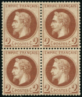 N°26 2c Rouge -brun, Bloc De 4 - TB - 1863-1870 Napoleon III With Laurels