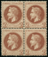 N°26 2c Rouge Brun, Bloc De 4 - TB - 1863-1870 Napoleon III With Laurels