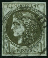 N°39B 1c Olive R2 - TB - 1870 Bordeaux Printing