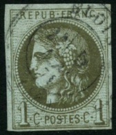 N°39Ca 1c Olive Clair, R3 2ème état - TB - 1870 Bordeaux Printing