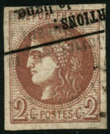 N°40B 2c Brun-rouge R2, Obl Typo - TB - 1870 Ausgabe Bordeaux