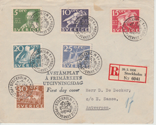 2 Brieven FDC  Zweden Registered Mail Stockholm - Antwerpen ???? - ... - 1855 Vorphilatelie