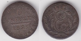 ALLEMAGNE SAXE : 6 KREUZER 1825 En Billon (voir Scan) - Small Coins & Other Subdivisions
