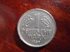GERMANY 1959 ONE DEUTSCH MARK USED COIN Copper-nickel  Mintmark  'D'.(Ref:HG68) - 1 Marco
