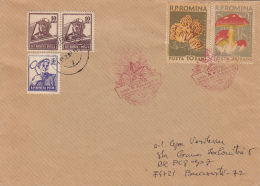 PILOT, WORKER, MUSHROOMS, ROMANIAN-RUSSIAN FRIENDSHIP POSTMARK, STAMPS ON COVER, 1959, ROMANIA - Briefe U. Dokumente