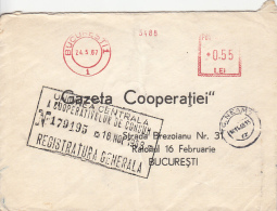 AMOUNT 0.55, BUCHAREST, RED MACHINE STAMPS ON COVER, 1967, ROMANIA - Storia Postale