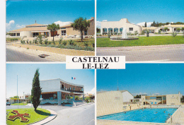 Castelnau Le Lez - Multivue (Eglise Nouvelle, Ecole, Mairie, Piscine)  Circ 1993, Flamme Illustrée - Castelnau Le Lez