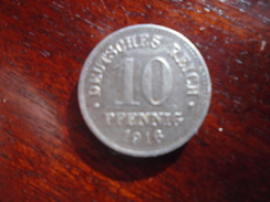 GERMANY 1916 TEN PFENNIG USED COIN Iron  Mintmark  'J'.(Ref:HG87) - 10 Pfennig