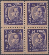 1937-298 CUBA REPUBLICA. 1937 3c. Ed.310 COLOMBIA. ESCRITORES Y ARTISTAS. WRITTER AND ARTIST NO GUM. - Ongebruikt