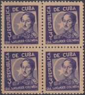1937-301 CUBA REPUBLICA. 1937 3c. Ed.310 COLOMBIA. ESCRITORES Y ARTISTAS. WRITTER AND ARTIST LIGERAS MANCHAS. - Nuevos