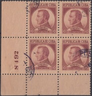 1937-312 CUBA REPUBLICA. 1937 10c. Ed.318 HONDURAS. PLATE NUMBER ESCRITORES Y ARTISTAS. WRITTER AND ARTIST USED. - Gebruikt