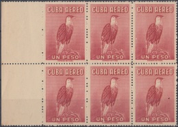 1956-270 CUBA REPUBLICA. 1956 1$ AVES BIRD PAJAROS Ed.668 MNH BLOCK 6. - Ongebruikt