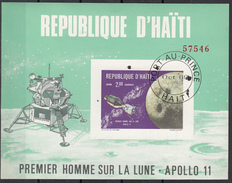 624I Haiti 1969 Apollo 11, First Lunar Landing - Primo Sbarco Sulla Luna Sheet Imperf. Preobliterato - Noord-Amerika