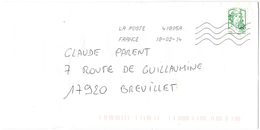 FRANCIA - France - 2014 - Lettre Verte 20g Marianne De Ciappa-Kawena - Viaggiata Da 41805A Per Breuillet, France - 2013-2018 Marianne Of Ciappa-Kawena