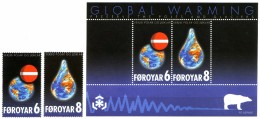 FAROE 2009, IPY - Preserve The Polar Regions And Glaciers Set Of 2v And Block** - Behoud Van De Poolgebieden En Gletsjers