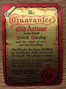 Label, Old Arthur Scotch Whiskey, Highland Blending, Glasgow / London, Scotland - Whisky