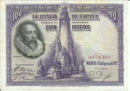 BILLETE  100  PESETAS AÑO  1928 - 100 Pesetas