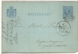 HOLANDA ENTERO POSTAL AMSTERDAM 1884 - Lettres & Documents