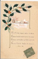 CPA Peinte Main Houx Et Paysage Hivernal Neige Et Poème - 1900-1949