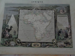Carte Levasseur.Afrique.planche 52,6 X 35,5 Cm.rehaussée En Couleurs.illustré Par Raimond Bonheur - Cartes Géographiques