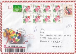 4898FM- ORNAMENTS, BIRDS, FLOWERS, REGISTERED COVER STATIONERY, ROSES, TREES STAMPS, 2016, CHINA - Briefe