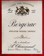 Etiquette De Vin Bergerac A. Chamvermeil Bordeaux Gironde - Alcool Cru Vignoble ... - Bergerac