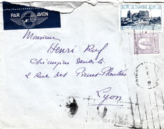 LETTRE TUNISIE  PAR AVION TUNIS POUR LYON  28 VIII 1937 - Brieven En Documenten