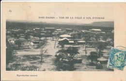 CPA DJIBOUTI Précurseur 1904 Diré-Daoua Vue De La Ville à Vol D'oiseau + Cachet + Timbre Cote Des Somalis - Gibuti