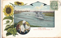 CPA EGYPTE PORT SAÏD Carte Précurseur 1904 Couleur Entrée Du Canal De Port Saïd - Port Said