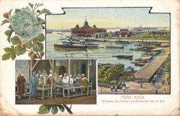 CPA EGYPTE PORT SAÏD Carte Précurseur 1904 Couleur Entrée Du Canal Et Bureaux De La Compagnie - Port-Saïd