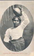 CPA CEYLON SRI LANKA Singhalese Girl Carrying Water Chafty On Head 1910 + Cachet + Timbre - Sri Lanka (Ceylon)