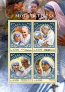 Sierra Leone 2016, Mother Teresa, Pope Francis And J. Paul II, 4val In BF - Mère Teresa