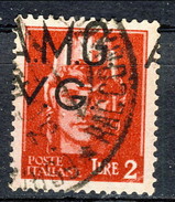 Trieste VG Zona A 1945 - 47 N. 9hc L. 2  Carminio VARIETA' SOVRASTAMPA SPOSTATA A SX Usato Cat. € 35 - Afgestempeld