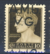 Trieste VG Zona A 1945 - 47 N. 1hb C. 10 Bruno VARIETA' SOVRASTAMPA A CAVALLO MNH Cat. € 30 - Mint/hinged