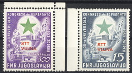 Trieste Zona B 1953 Serie N. 90-91 Congresso D'Esperanto MNH LUX Bordo Di Foglio Cat. € 550 (Biondi) - Nuevos