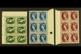 1952-54 (TUDOR CROWN) WILDINGS - NHM MULTIPLES 9d, 10d And 11d, SG 526/28, In Never Hinged Mint Marginal BLOCKS OF... - Other & Unclassified