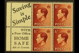 1936 BOOKLET PANE & ADVERTISING LABEL 1½d Red-brown Upright Watermark, GB Spec PB5 (perf Type P)... - Unclassified